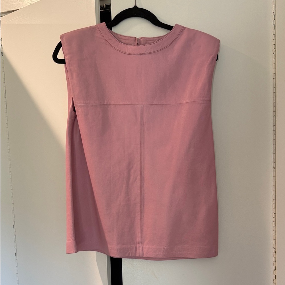Ibana Trixy Pink Leather tank top with shoulder pads